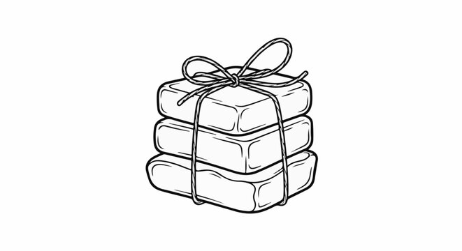Stacked bars of soap tied with a simple string bow and wrapping