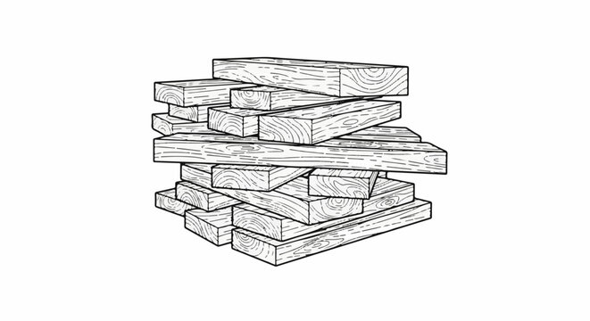 Stack of wooden planks with visible grain patterns and rings