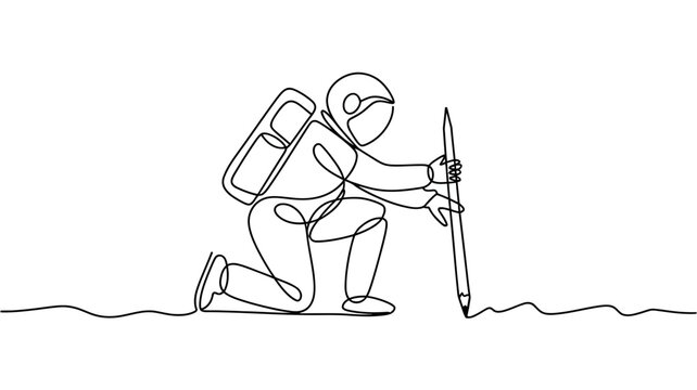 Astronaut planting flag on moon surface space space suit backpack helmet