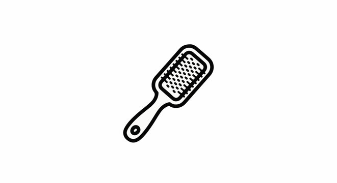 Simple black outline icon of a hairbrush with a hole in the handle