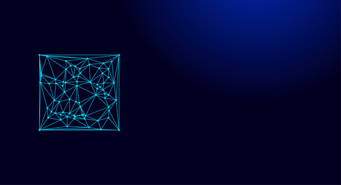 Abstract square shape formed by connected dots and thin vector lines