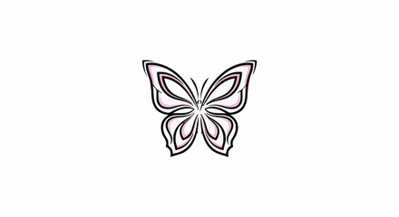 Fototapeta premium Stylized butterfly illustration with delicate lines and soft pink accents