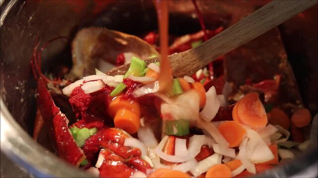 Making Lobster Bisque Soup