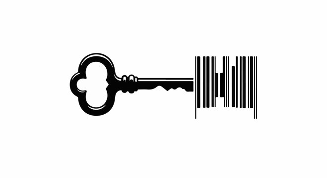 Vintage key transformed into a barcode, symbolizing access and identification.