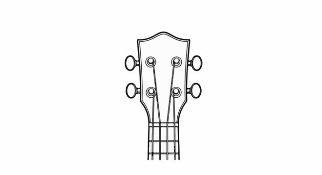 Stylized line art drawing of a ukulele headstock and part of the neck