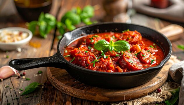 Chorizo in Rotwein spanische Tapas