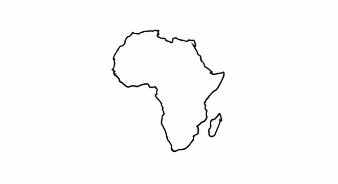 Simple outline of the continent of Africa on a white background