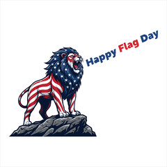 Majestic Lion with American Flag Happy Flag Day Patriotic Artwork © Ratna