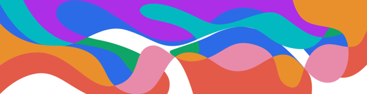 ong horizontal abstract banner with multicolor fluid wave gradients for website header