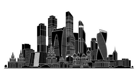 Fototapeta premium Moscow City skyline silhouette with modern skyscrapers ? urban concept