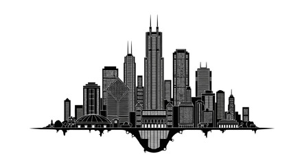 Naklejka premium Nashville Skyline Silhouette Vector Illustration