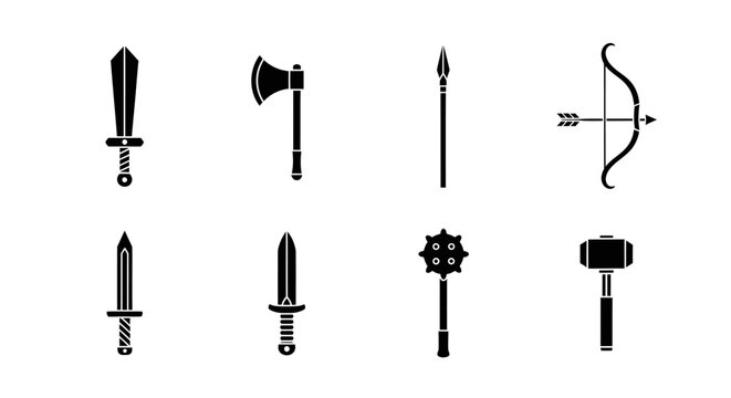 Medieval Weapons Collection Icons Set