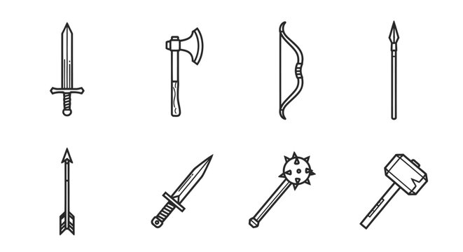 Fantasy Weapons Collection: Sword, Axe, Bow, Spear, Arrow, Dagger, Mace, Hammer