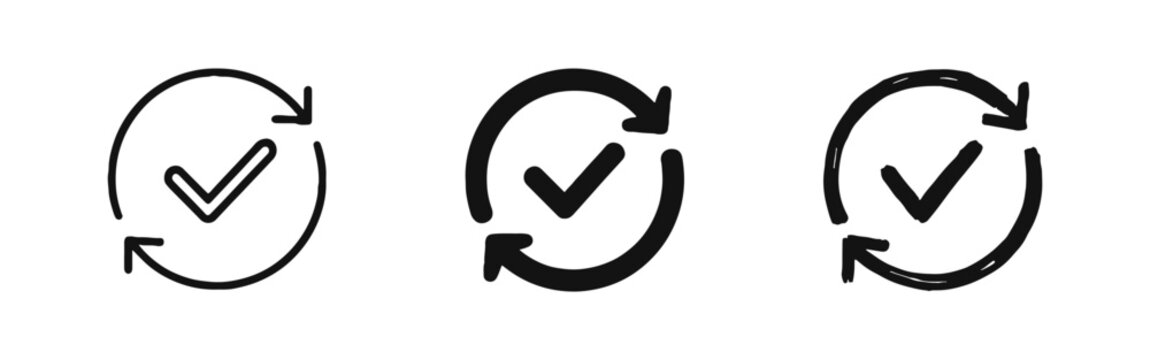 Update complete checkmark icon set in three different graphic styles