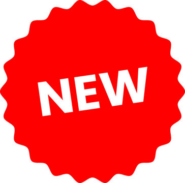 Red New Sticker on transparent background for marketing