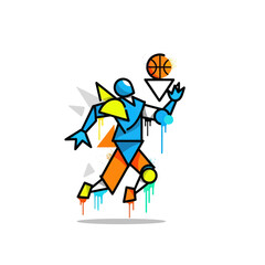 Geometric Basketball Player Slam Dunking Abstract Art Style © Emilo