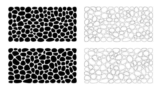 Vector pebble stone seamless pattern design, abstract irregular shapes texture, black and white contrast vector artwork, decorative background, modern vector illustration for creative projects
