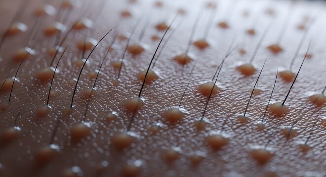Extreme  shot of human skin showing goosebumps and hair follicles.