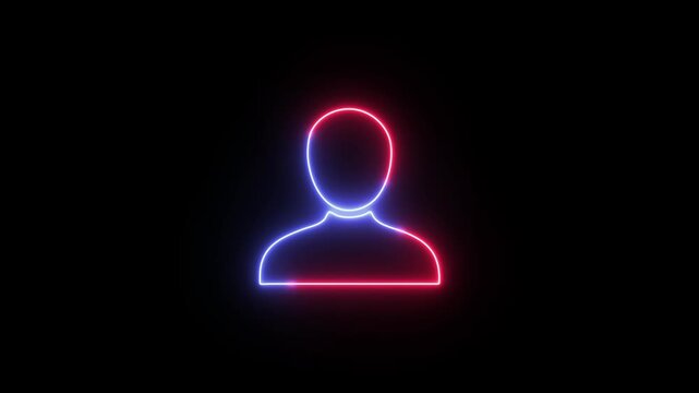 neon user profile animation glowing avatar person line icons video loop