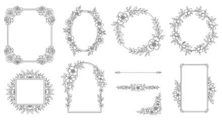 Obraz premium Floral Frames Collection: Elegant Decorative Borders for Invitations and Design