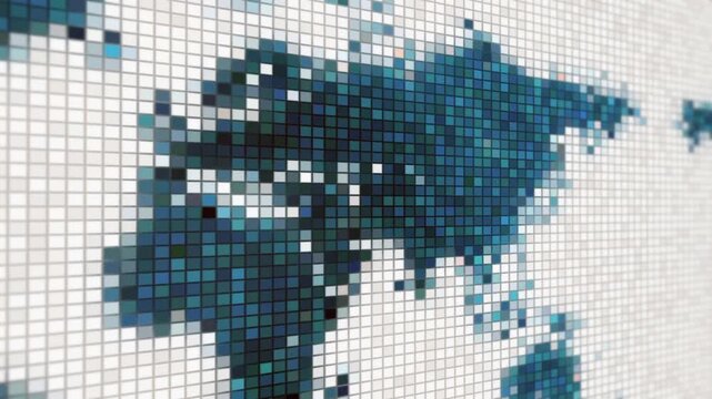 Digital world map moving horizontally 3d animation seamless loop 4k