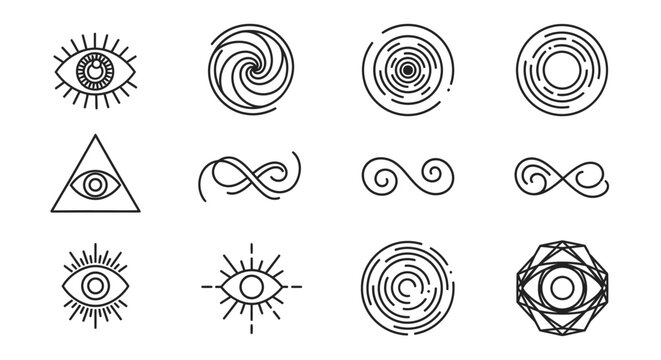 Mystical Symbols Collection: Eyes, Spirals, Infinity, Triangle, Geometric