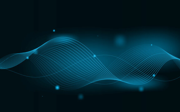 Blending line wave effect technology background | Gradient teal color minimal abstract background design