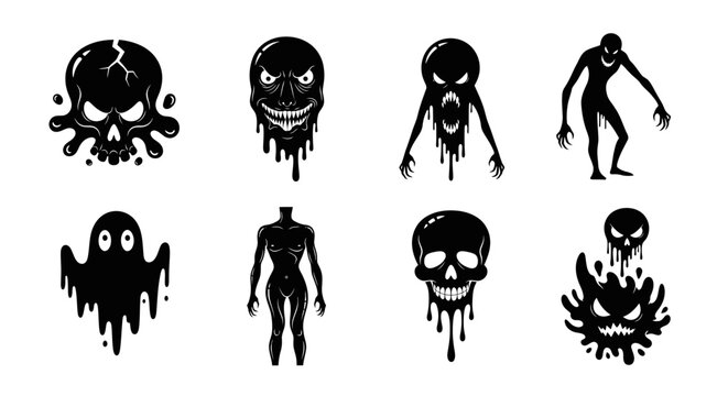 Spooky Halloween Silhouettes: Skulls, Ghosts, Monsters & Zombies Collection