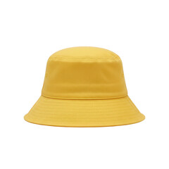 Fototapeta premium Plain yellow cotton bucket hat isolated on a transparent background