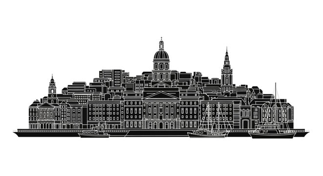 Plymouth City Skyline Silhouette Vector Illustration