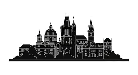 Obraz premium Prague Skyline Silhouette - Historic Architecture