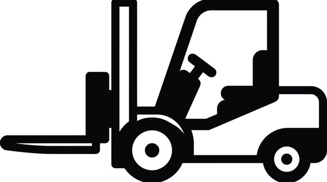 Forklift truck silhouette isolated on transparent background