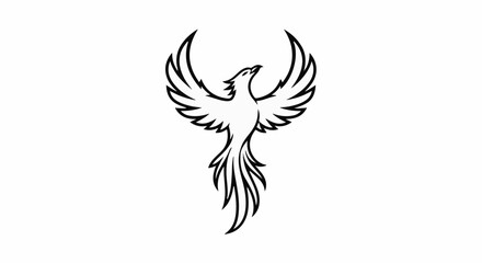 Fototapeta premium Stylized phoenix with spread wings and tail feathers