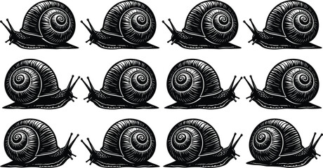 Silhouette Collection of Snails for Nature, Wildlife, and Slow Movement Designs © NURUL