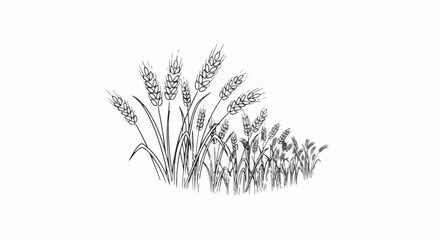 Fototapeta premium Stylized sketch of golden wheat stalks swaying gently in the breeze