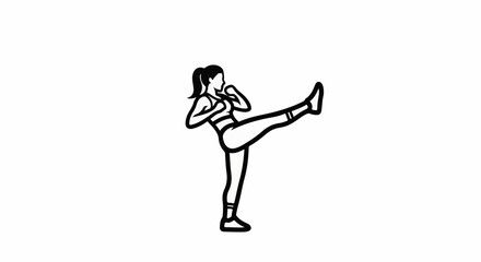 Obraz premium Stylized silhouette of a woman performing a high kick in martial arts