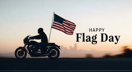 Patriotic motorcycle ride celebrating flag day with american pride and freedom