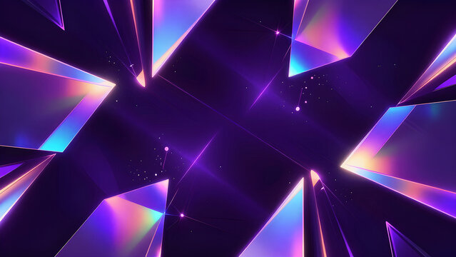 Futuristic dark purple abstract background featuring neon geometric shapes and light trails for modern technology wallpapers