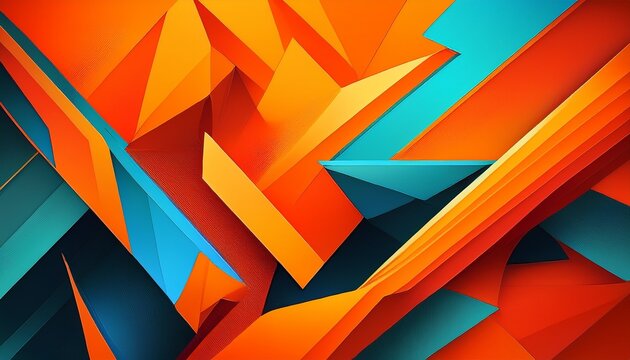 abstract orange geometric background with vibrant colorful shapes and modern design