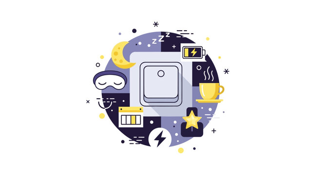 Conceptual Illustration of Energy Management, Morning Routine and Sleep Balance with Light Switch