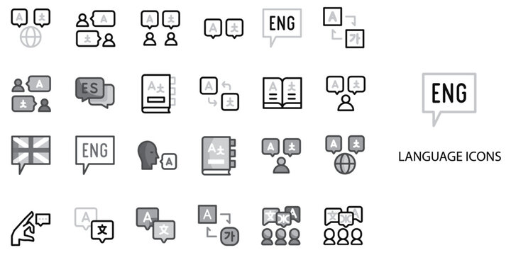 Language simple New concept 24 Grew color icons set .Vector illustration.