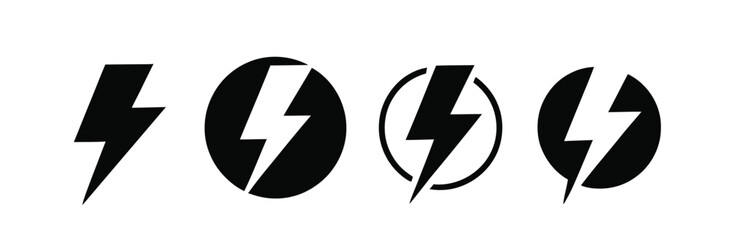 Fototapeta na wymiar Lightning bolt icon set for energy power and electricity with electric