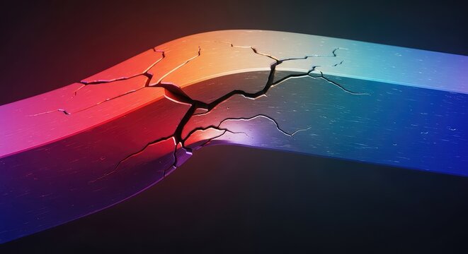A dynamic visual representation of stress and structural failure, showcasing the intense bending and reshaping of a solid material under extreme pressure, background, concept, movement