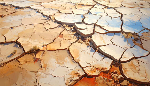 Cracked earth texture drought stricken surface abstract pattern