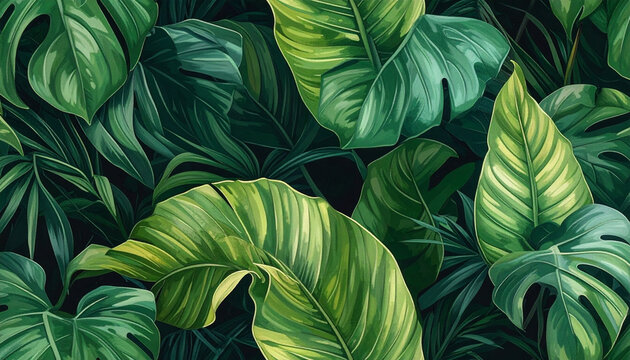 Green tropical leaves