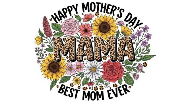 Beautiful mama theme Floral mother design Wildflower mom concept Colorful blossom design Botanical parentage theme Elegant matriarch design Leopard print concept Blooming Wallpaper Background image