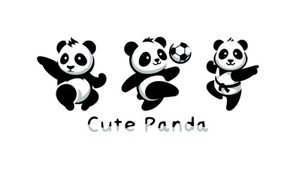 vector set silhouette of panda sport (artwork 3) © Yanti83