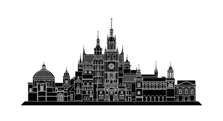 Obraz premium Poznan City Hall Skyline Silhouette ? Polish Urban Architecture Icon