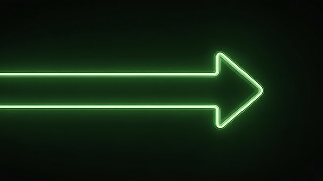 Green neon single line directional right swipe arrow loop animation.

