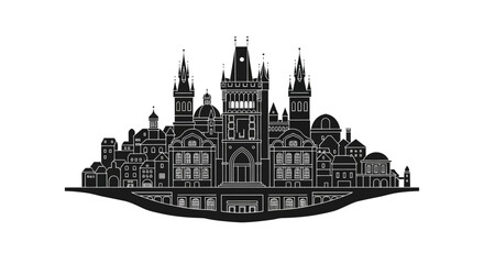Fototapeta premium Prague City Skyline Silhouette Illustration ? Iconic Urban Landmark